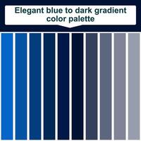 Elegant blue to dark gradient color palette. Abstract Colored Palette Guide. Color guide for night sea vector