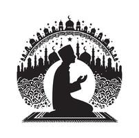 Muslim Praying silhouette. praying symbol illustration vector