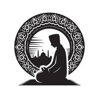 Muslim Praying silhouette. praying symbol illustration vector