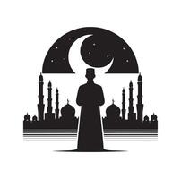 Muslim Praying silhouette. praying symbol illustration vector