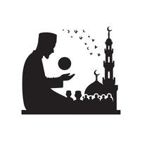 Muslim Praying silhouette. praying symbol illustration vector