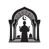 Muslim Praying silhouette. praying symbol illustration vector