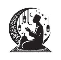 Muslim Praying silhouette. praying symbol illustration vector