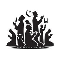 Muslim Praying silhouette. praying symbol illustration vector