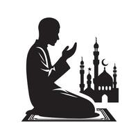 musulmán Orando silueta. Orando símbolo ilustración vector