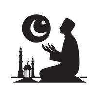 Muslim Praying silhouette. praying symbol illustration vector