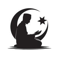 Muslim Praying silhouette. praying symbol illustration vector