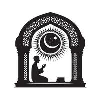 Muslim Praying silhouette. praying symbol illustration vector