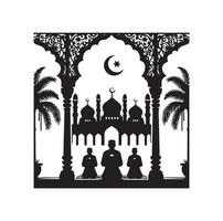 Muslim Praying silhouette. praying symbol illustration vector