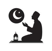 Muslim Praying silhouette. praying symbol illustration vector