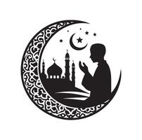 Muslim Praying silhouette. praying symbol illustration vector