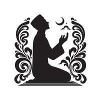 Muslim Praying silhouette. praying symbol illustration vector