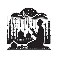 Muslim Praying silhouette. praying symbol illustration vector