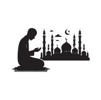 Muslim Praying silhouette. praying symbol illustration vector