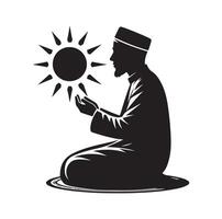 Muslim Praying silhouette. praying symbol illustration vector