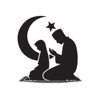 Muslim Praying silhouette. praying symbol illustration vector