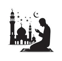 Muslim Praying silhouette. praying symbol illustration vector