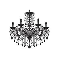 chandelier illustration icon silhouette style vector