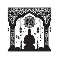 Muslim Praying silhouette. praying symbol illustration vector