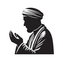 Muslim Praying silhouette. praying symbol illustration vector