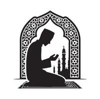 Muslim Praying silhouette. praying symbol illustration vector