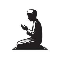 Muslim Praying silhouette. praying symbol illustration vector