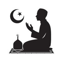 Muslim Praying silhouette. praying symbol illustration vector