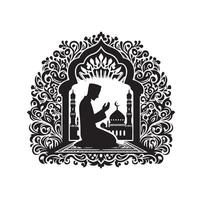 Muslim Praying silhouette. praying symbol illustration vector