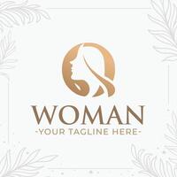 Beautiful letter Q monogram logo with woman silhouette vector