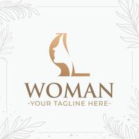 Beautiful letter L monogram logo with woman silhouette vector