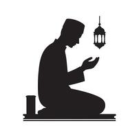 Muslim Praying silhouette. praying symbol illustration vector