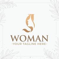Beautiful letter J monogram logo with woman silhouette vector
