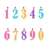 Cake candles with numbers for age. Celebration design elements vector