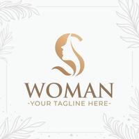 Beautiful letter S monogram logo with woman silhouette vector