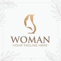 Beautiful letter I monogram logo with woman silhouette vector