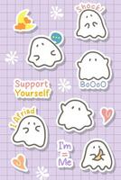 cute gosh hand drawn cartoon and motivation sticker collection vector