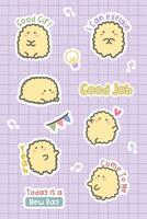 kawaii hand drawn cartoon and motivational word with flag and idea flat icon sticker bundle vector