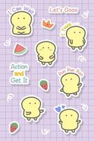 cute hand drawn cartoon and motivation sticker bundle vector