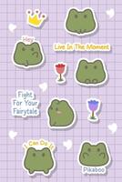 adorable frog hand drawn cartoon and motivation sticker bundle vector