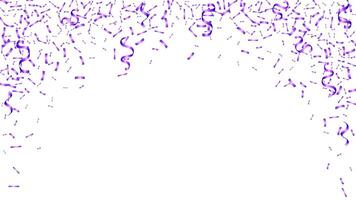 Celebration party background template with purple confetti and ribbon vector