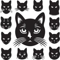 gato rostro, siluetas , negro color silueta vector