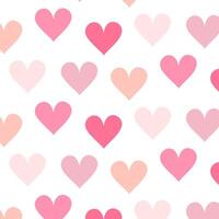 Pink hearts regular seamless pattern. Delicate cute pastel hearts repeat on white background. Flat style. vector
