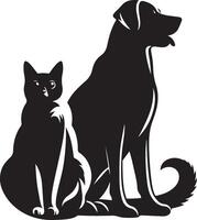 Dog Cat Silhouette Images ,black color silhouette vector