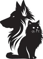 Dog Cat Silhouette Images ,black color silhouette vector