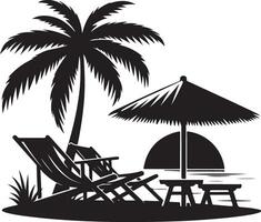 Beach Chair Silhouette, black color silhouette vector