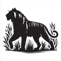 Wild animals silhouette tiger vector