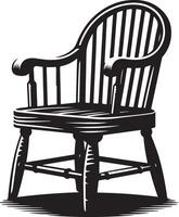 Nice wooden chair, black color silhouette vector