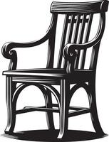 Nice wooden chair, black color silhouette vector