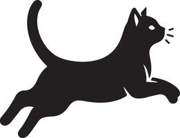 cat jumping ,black color silhouette vector