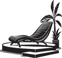 Beach Chair Silhouette, black color silhouette vector